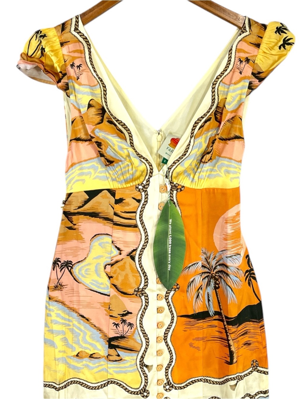 NWT Farm Rio Multicolor Rio Souvenir Scarves Satin Midi Dress Size Small - Picture 9 of 15